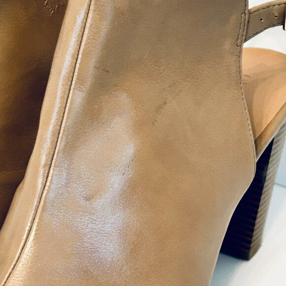Old Navy Sling Back Peep Toe Stacked Heel Bootie in Beige Size 10 - Picture 6 of 11